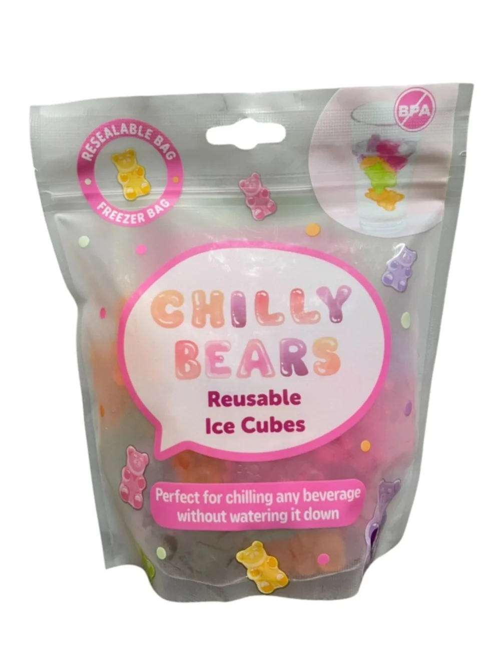 Chilly Bear 32 Piece Reusable Drink Chillers - Ice Cubes That Won’t Water Down!